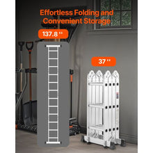 7-in-1 Folding Ladder 12 FT Adjustable Extension Ladder A-Frame Telescoping Ladder 330 LB Capacity