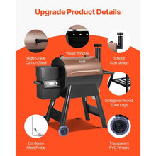 8-in-1 Wood Pellet Grill Smoker 575 sq. in. with LCD Screen Meat Probe 500°F Max Temperature – (Black)