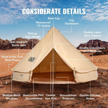 6m Canvas Bell Tent – 4 Season Yurt Tent with Stove Jack for 10 Person Camping