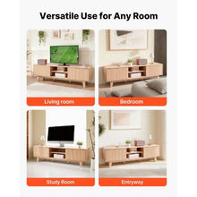 59 In Boho TV Stand with Adjustable Open Shelves & Sliding Door for Living Room Bedroom (Burlywood)