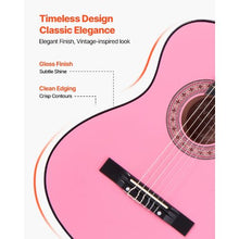 38 Inch Classical Guitar Starter Kit with Gig Bag Tuner Capo & Accessories (Pink)