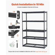 5-Tier Industrial Metal Shelving Unit Black