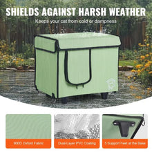 Elevated Heated Cat House with Adjustable Temperature Foldable Cuboid Shelter Heated Pad for Winter Green (Small)