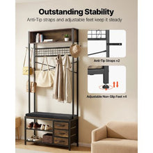 70.9" Hall Tree Coat Rack with Shoe Bench & 3 Drawers – 3-in-1 Organizer with Hooks Shelves & Steel Frame for Entry Bedroom