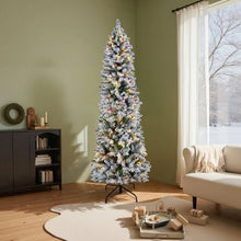 Prelit Snow Flocking Artificial Christmas Tree with 240 Colorful LED and 11 Lighting Modes Decoration (6FT)