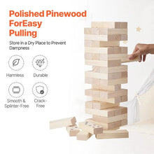 Tumbling Timber Toy, 54-Piece Wooden Stacking Game with Carry Bag & Scoreboard, Indoor/Outdoor Fun