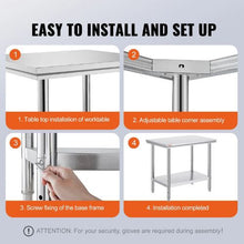 24 X 36 X 32 In Stainless Steel Work Table with 4 Wheels  for Commercial Kitchen Restaurant GZT90X60J