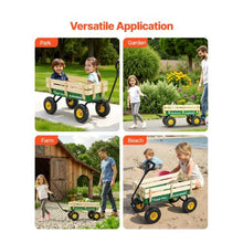 39" Kids Pull-Along Wagon with Wooden Panels Green for Kids