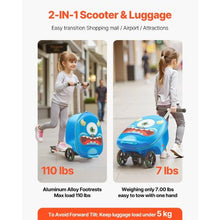 20 Inch Ride-on Luggage 20 L Capacity Kids Scooter Suitcase with Flash PU Wheels for Kids