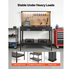 47.2-Inch Hardwood Workbench 242.5 LBS Capacity Pegboard 4 AC Outlets 2 USB Ports & Drawer