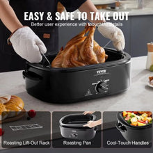 24QT Electric Roaster Oven 28lb Capacity Self-Basting Lid Defrost & Warm (Black)