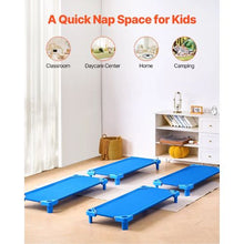52" x 23" Blue Stackable Toddler Nap Cots with Portable Daycare Beds for Preschool & Kids (Pack of 4)