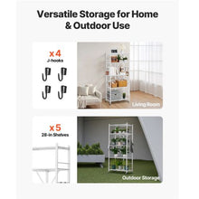 5-Tier Foldable Metal Storage Shelf with Wheels No Assembly (White)