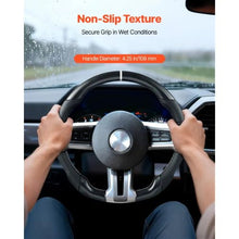 Ford Mustang Steering Wheel 2010–2014 Carbon Fiber Flat-Bottom Design Non-Slip Leather Grip (Black)