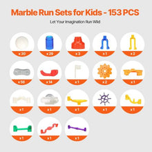 153-Piece Motorized Marble Run Set with Elevator & 30 Marbles – STEM Maze Race Track Toy for Kids 3+