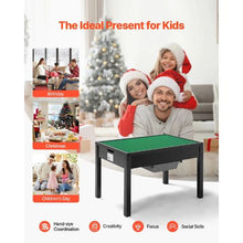 3+ aged Kids Wooden Activity Table Double-Sided Blocks Table with Storage Black for Kids with Building Blocks