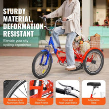 20" Folding Adult Trike, Stable 7-Speed Cruiser Bike with Large Basket for Women Men Seniors