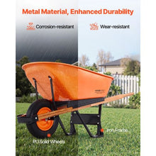 Heavy-Duty Garden Wheelbarrow – 6 Cu. Ft. Load 330 lbs Capacity Single Wheel 16" Wide Track Easy Loading Dump Cart