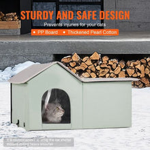 Heated Outdoor Cat House with Adjustable Temperature Foldable Shelter Heated Pad for Winter Green (Large)