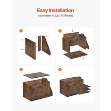 4 Compartments Literature Organizer with Detachable Shelves Wooden Mailbox Sorter  for File Document Paper (Brown)