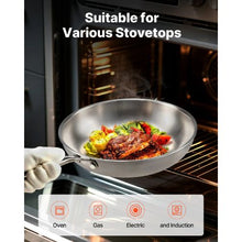 (240, 280, 320 mm)  Stainless Steel Frying Pan Cooking Skillet with Heat-Resistant Handle for Kitchen (3 Piece)