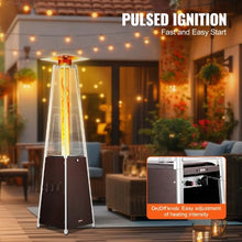 48,000 BTU Pyramid Propane Patio Heater Quartz Glass Tube Wheels Hammered Bronze