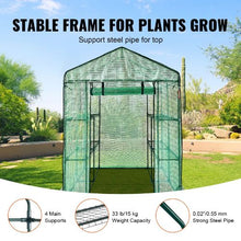 4.7 x 4.7 x 6.5' Ft High Strength PE Cover with Zipper Door and Steel Frame Walk-in Green House with Shelves