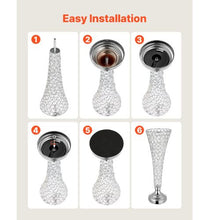 Crystal Wedding Flower Vase 20" Silver Cylinder Centerpiece Vases for Wedding & Party Decor (4PCS)