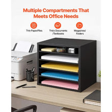 5 Compartment Desk Literature Organizer File & Mail Sorter – (Black)