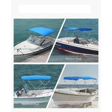 3 Bow Boat Bimini Top – 600D Waterproof Polyester Canopy Aluminum Frame Sun Shade Awning with Storage Bag 72 L x 79-84 W x 46 H (Light Grey)