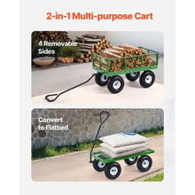900 LBS Steel Garden Cart Heavy-Duty Wagon with 10" Tires & Removable Mesh Sides