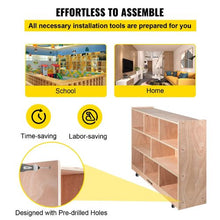 8-Compartment Cubby Mobile Storage Cabinet 3-Shelf Classroom Furniture Natura