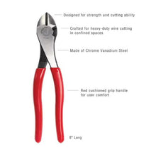 8" Angled Head High Leverage Diagonal Cutting Pliers JIC-2488 (Pack of 2)