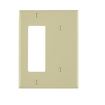 2-Gang Wallplate 1-Blank 1-Decora Thermoplastic Nylon Ivory 80708-I