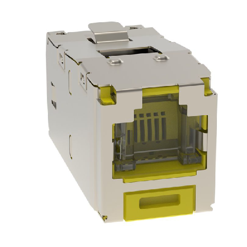 1 Port 22-26 AWG Mini-Com Cat6A 10Gig Shuttered Jack Module Shielded TG Style RJ45 CJSH6X88TGYLY