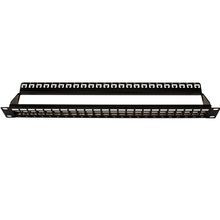 24 Port Shielded W-Ground and Cable Manager Black Patch Panel 043-378/S/24/1U