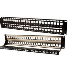 48 Port w-Ground and Cable Manager Black Shielded Blank Patch Panel 043-379/S/48/2U