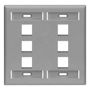 Dual-Gang QUICKPORT Wallplate 6-Port Gray 42080-6GP