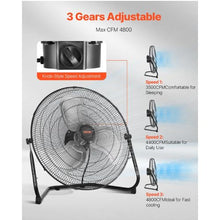 20-Inch Industrial Floor Fans - 4,800 CFM High Velocity 3-Speed Metal Fans with 360° Tilt (2-Pack)