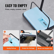 6.7 Inch Manual, Floor Sweeper with Dustbin Capacity for Home Office Carpets Pet Hair Dust