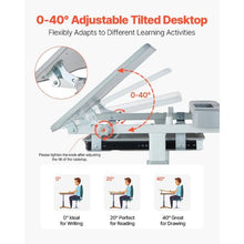 Kids Learning Desk & Chair Set – Adjustable (Grey)