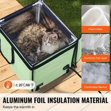 Elevated Heated Cat House with Adjustable Temperature Foldable Cuboid Shelter Heated Pad for Winter Green (Small)