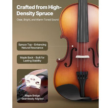 4/4 Full Size Violin Set for Adults Matte Brown Solid Wood Beginner Fiddle with Case & Accessories