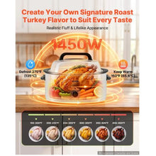 26QT Electric Roaster Oven 1450W Viewing Lid Defrost & Warm Functions Removable Pan & Rack (White)