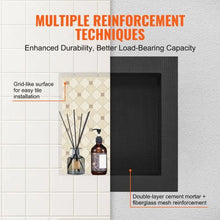 16 x 16 Inch Shower Niche Ready for Tile Recessed Wall Shelf with Single Divider (Black)