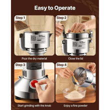 550g 2000W High-Speed Electric Grain & Spice Grinder – Stainless Steel Straight Type Pulverizer for Dry Ingredients