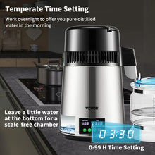 1.1 Gal Water Distiller 750W Stainless Steel Countertop Maker with Timer Temp Display Glass Carafe & 3 Carbon Packs - (Silver)