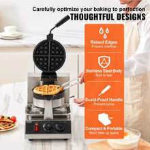 1300W Commerical Round Waffle Maker Rotatable Non-Stick Waffle for Kitchen