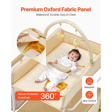 Baby Changing Table with Drawers Foldable Diaper Station Wheels Side Basket & Hanging Rod (Light Beige)