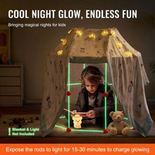 85 PCS Glow-in-the-Dark Fort Building Kit for Kids, STEM Construction Toy with 55 Rods & 30 Balls, Ages 4–8+